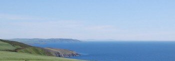 Cliff top views from the cottage towards the Mull of Galloway and the Isle of Man on a clear day